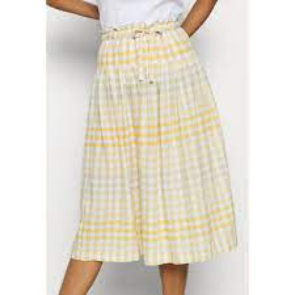 NWT Madewell Pollen Gingham Ombré Tie-Front Midi Skirt